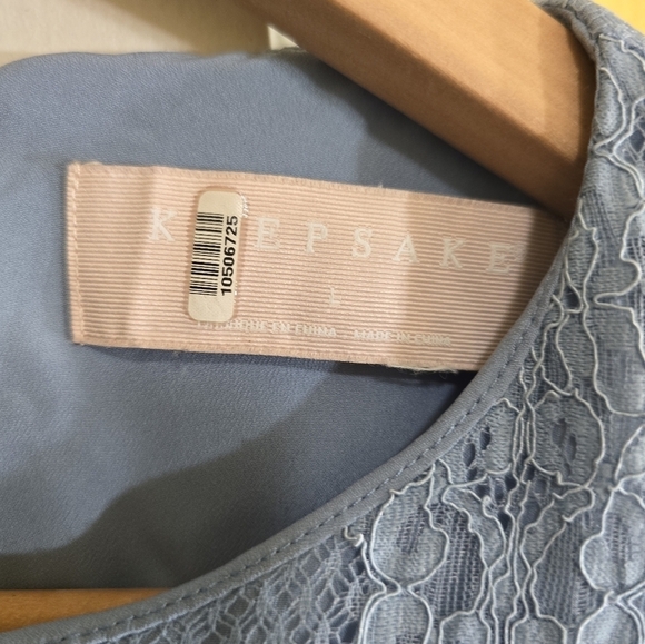 keepsake Better Days Lace Ruffle Dress in Dusty Blue Large Long Sleeve Mini - Picture 11 of 11